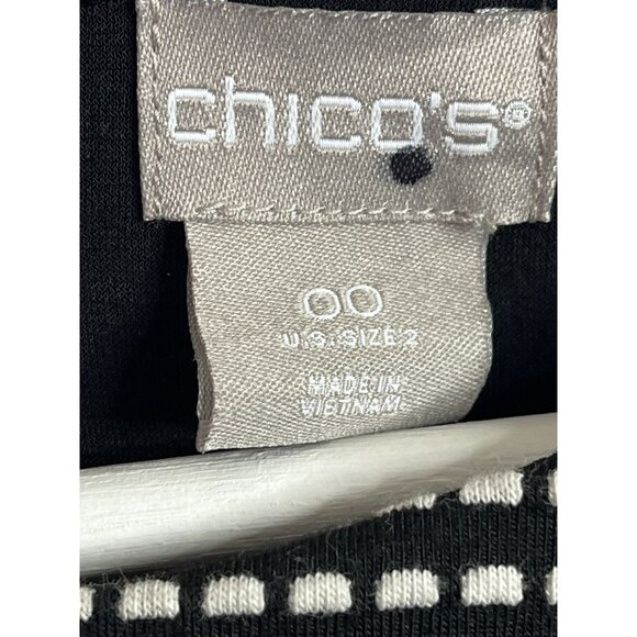 Chico’s Size 00 (US 2) Mini Dot Shift Dress Black White 3/4 Sleeve Work Casual - Picture 6 of 11
